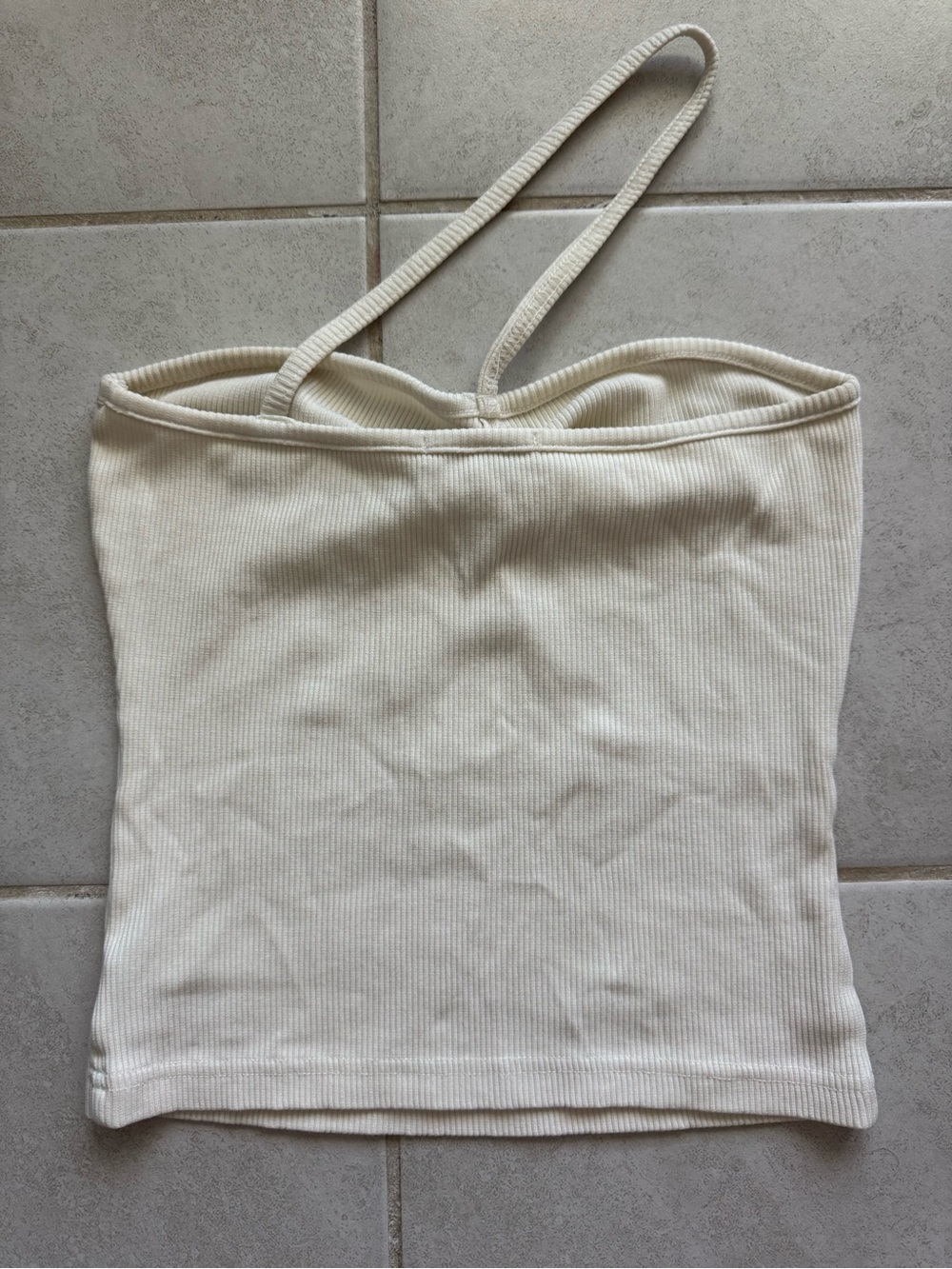 Agolde Cream Ribbed Tank Small - Picture 3 of 7